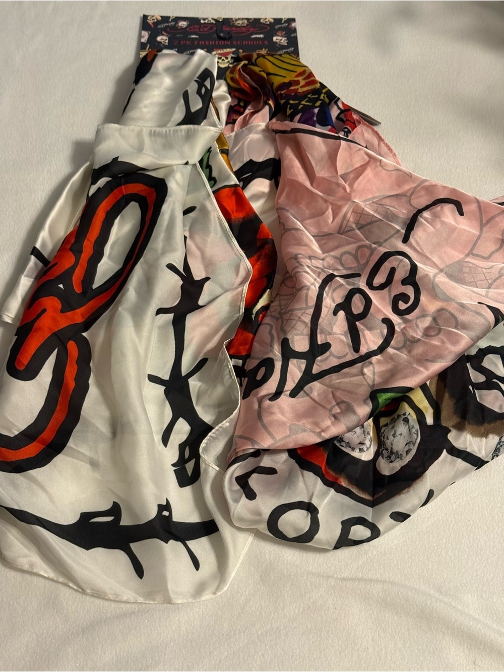New Ed Hardy Tiger Rose & Skull Viper Large Scarf Set.